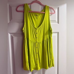 Torrid Bright Green Button-Front Tank Top
